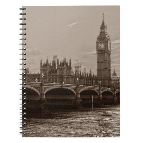 Sepia Big Ben Tower Palace of Westminster Notebook