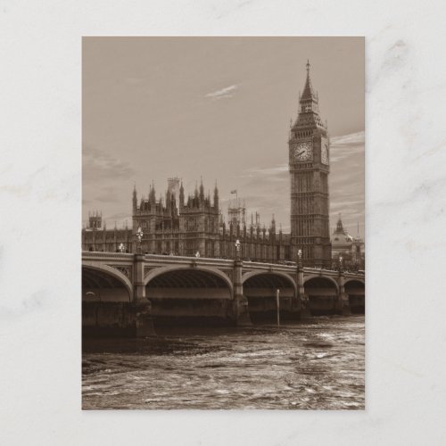 Sepia Big Ben Tower Palace of Westminster Postcard
