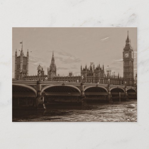 Sepia Big Ben Tower Palace of Westminster Postcard