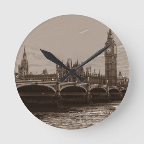 Sepia Big Ben Tower Palace of Westminster Round Clock