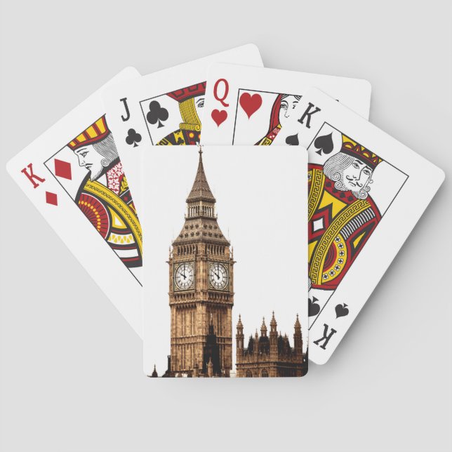 Sepia Big Ben Tower Poker Cards (Back)