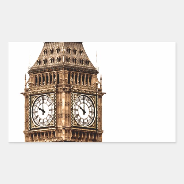 Sepia Big Ben Tower Rectangular Sticker (Front)
