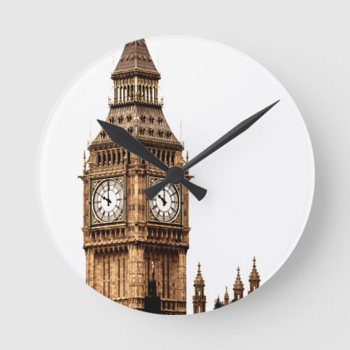 Sepia Big Ben Tower Round Clock