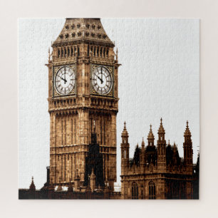 Sepia Big Ben Tower Travel Art Jigsaw Puzzle