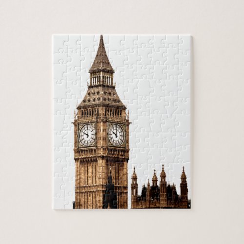 Sepia Big Ben Tower Travel Art Jigsaw Puzzle
