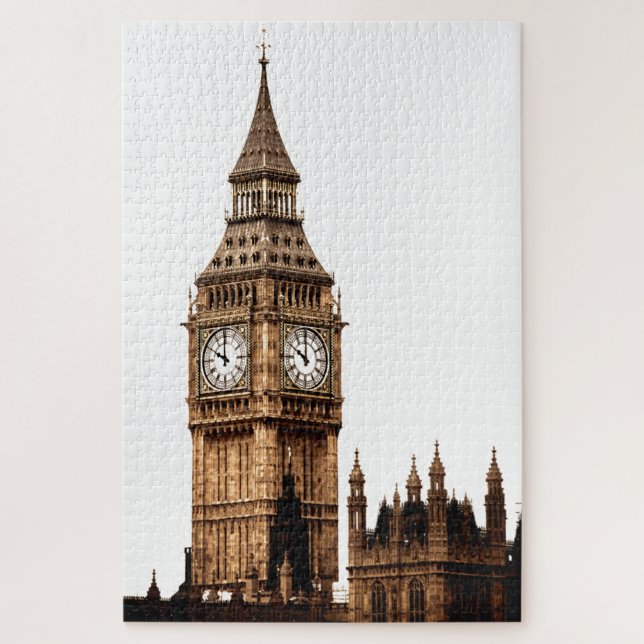 Sepia Big Ben Tower Travel Art Jigsaw Puzzle (Vertical)