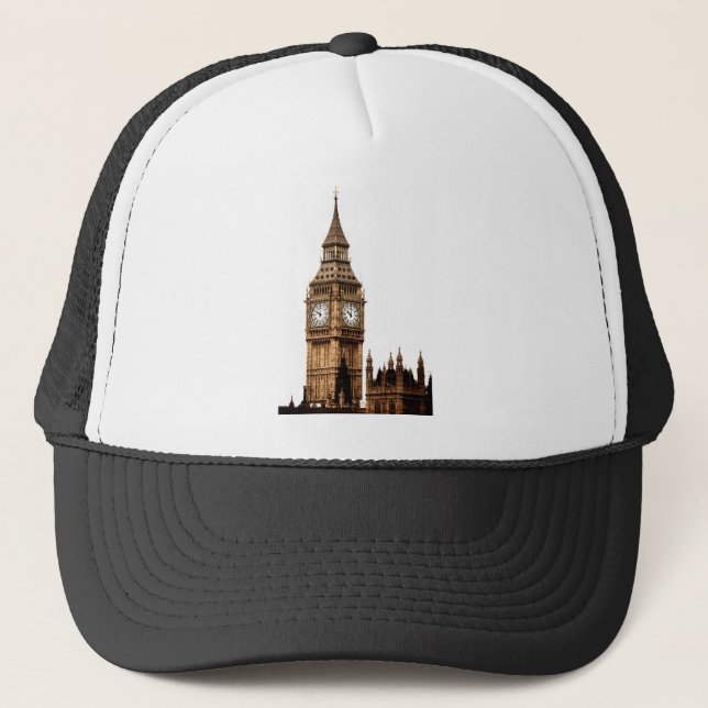 Sepia Big Ben Tower Trucker Hat (Front)