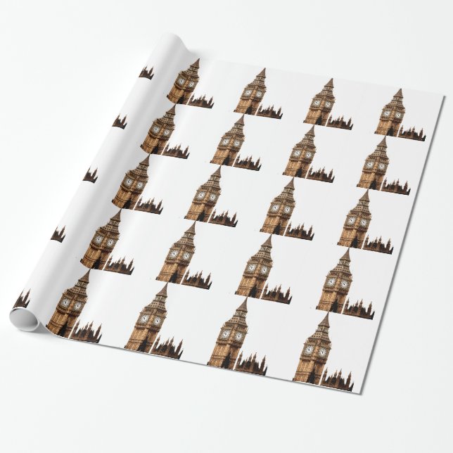 Sepia Big Ben Tower Wrapping Paper (Unrolled)