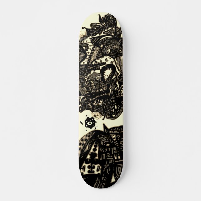 Sepia Black Abstract Skateboard (Front)