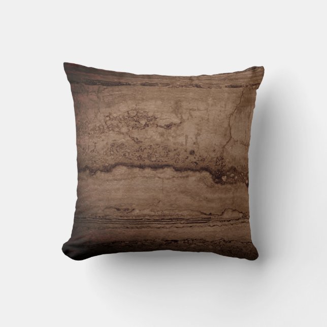 Sepia black brown tan Granite rock stone Throw Pillow (Front)