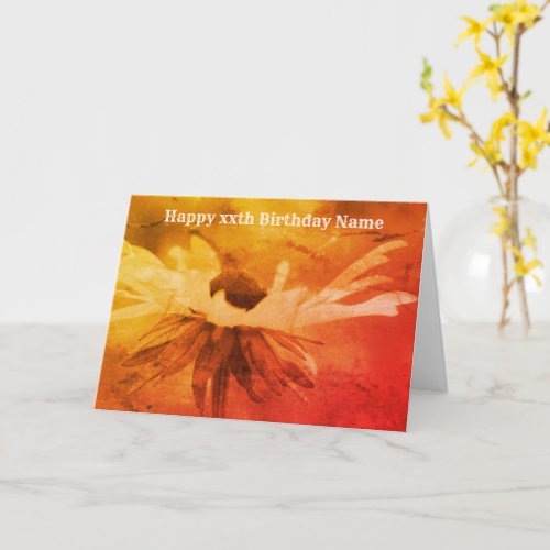 Sepia Black Eyed Susan Floral Art Birthday Card