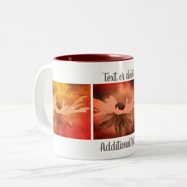 Sepia Black Eyed Susan Flower Personalized Two-Tone Coffee Mug (Front Left)