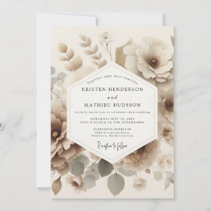 Sepia Blossom Romantic Wedding Invitation