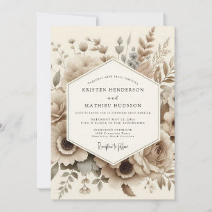 Sepia Botanical Romantic Wedding Invitation