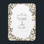 Sepia Botanical Wedding Save The Date Magnet<br><div class="desc">An elegant wedding save the date invitation featuring sepia brown leaves border illustration over a white background.  Look for matching wedding invitations and other coordinating items at Jill's Paperie.</div>