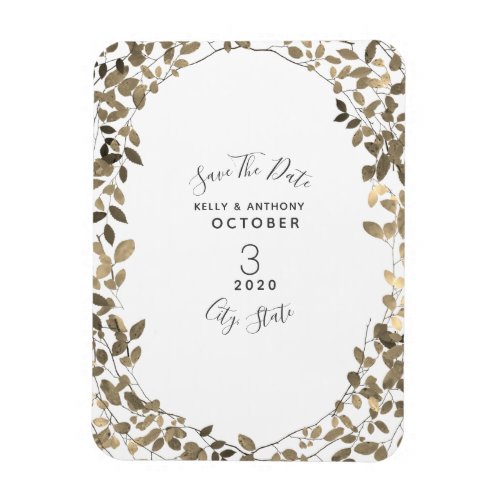 Sepia Botanical Wedding Save The Date Magnet