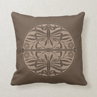 Sepia Brown Art Nouveau Throw Pillow