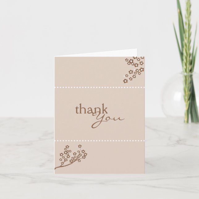 Sepia Brown Branch Design Thank You Card (Front)
