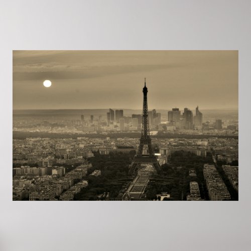 Sepia Brown Eiffel Tower Paris Europe Travel Poster