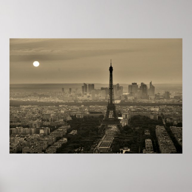 Sepia Brown Eiffel Tower Paris Europe Travel Poster (Front)