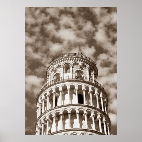 Sepia Brown Leaning Tower of Pisa Italy Poster