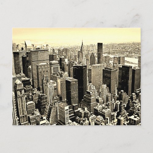 Sepia Brown New York City Old Style Postcard