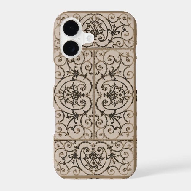 Sepia brown scrollwork pattern Case-Mate iPhone case (Back)