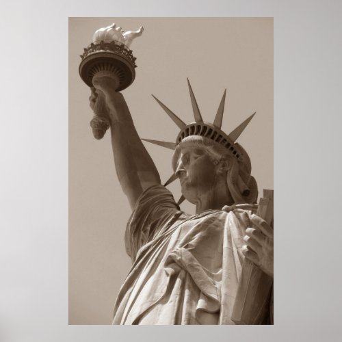 Sepia Brown Statue of Liberty New York City Poster