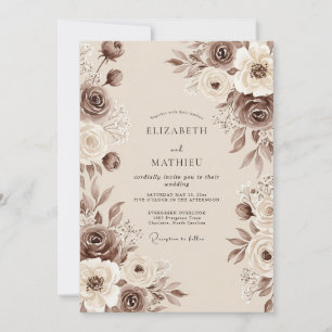 Sepia Brown Vintage Boho Wedding Invitation