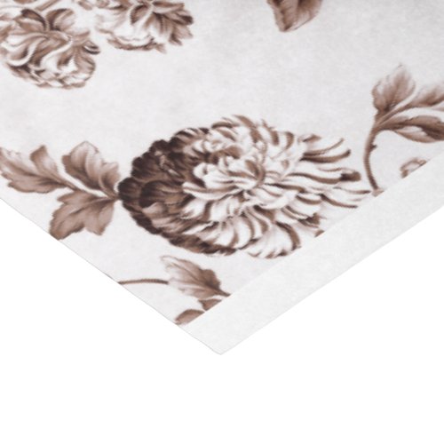 Sepia Brown Vintage Floral Toile No2 Tissue Paper