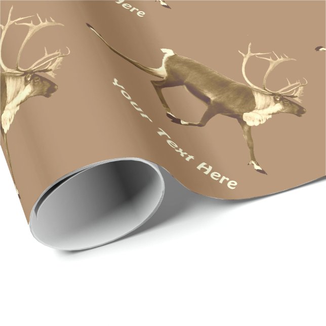Sepia Bull Caribou Wrapping Paper (Roll Corner)