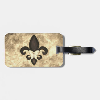 Sepia Butterfleur | Tan Butterfly on Fleur de Lis Luggage Tag