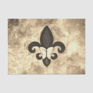 Sepia Butterfleur Tan Butterfly on Fleur de Lis Tissue Paper