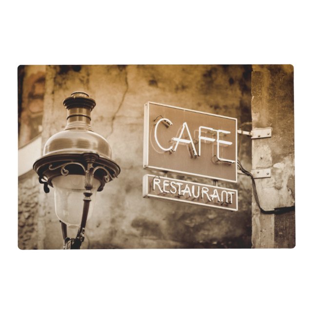 Sepia cafe sign, Paris, France Placemat (Front)