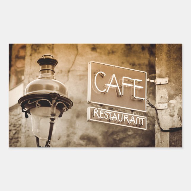 Sepia cafe sign, Paris, France Rectangular Sticker (Front)