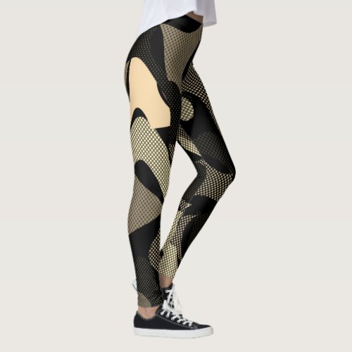 Sepia camo dotted paint splash pattern brown leggings