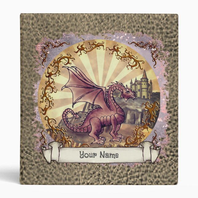 Sepia Castle dragon 3 Ring Binder (Front)
