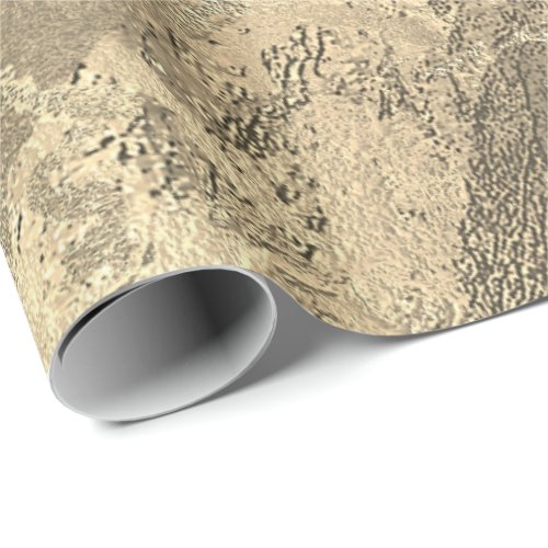 Sepia Champaigne Gold Marble Shiny Metallic Stroke Wrapping Paper