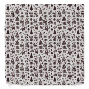 Sepia Christmas Pattern Bandana