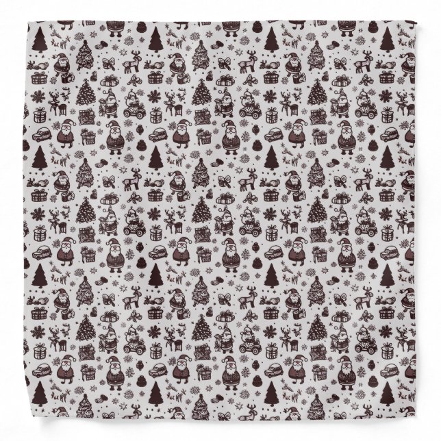 Sepia Christmas Pattern Bandana (Front)