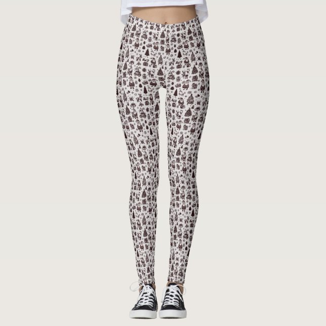 Sepia Christmas Pattern Leggings (Front)
