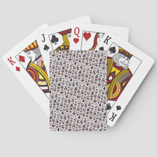 Sepia Christmas Pattern Poker Cards (Back)