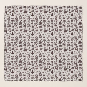 Sepia Christmas Pattern Scarf