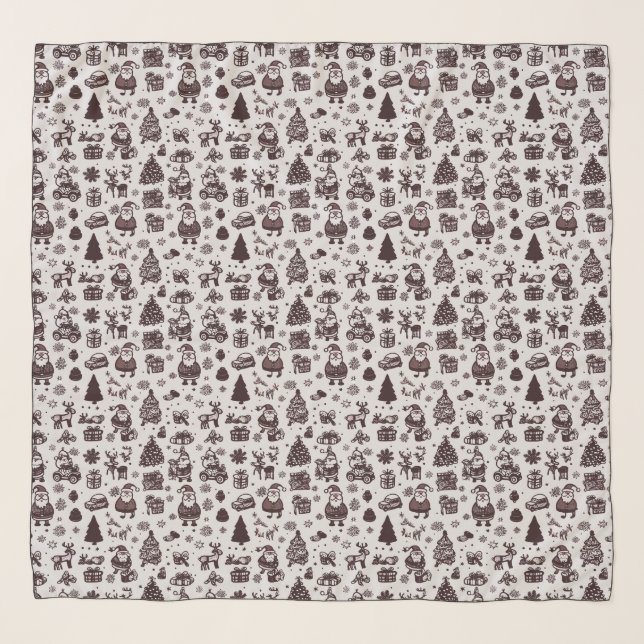 Sepia Christmas Pattern Scarf (Front)