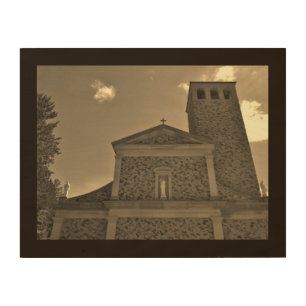 Sepia Church Wood Wall Decor