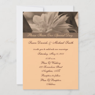 Sepia Clematis Flower Wedding  Invitation