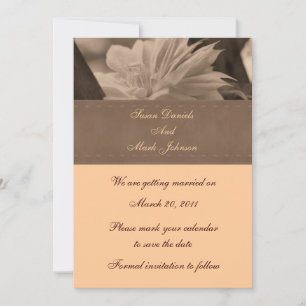 Sepia Clematis Flower Wedding Save The Date Invitation