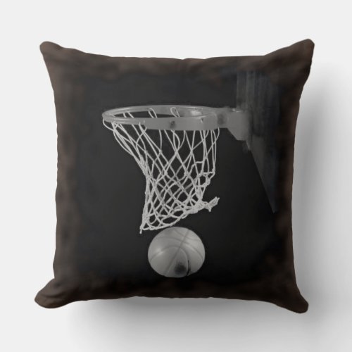 Sepia Color Basketball Close_Up Throw Pillow