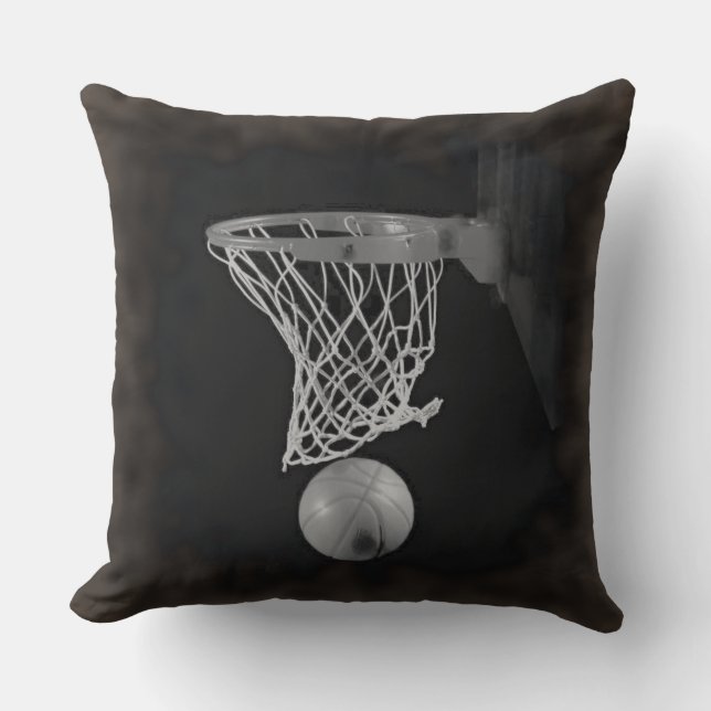 Sepia Color Basketball Close-Up Throw Pillow (Front)