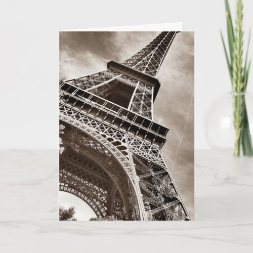Sepia Color Eiffel Tower Paris Card